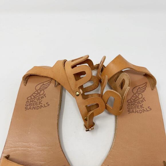 Ancient Greek Sandals Womens 37 Natural Brown Ankle Cut Out Leather Sandals 7 - Picture 6 of 10